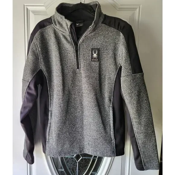Spyder 1/4 zip Mens Outbound Size Medium Gray Black long sleeve - Picture 1 of 7
